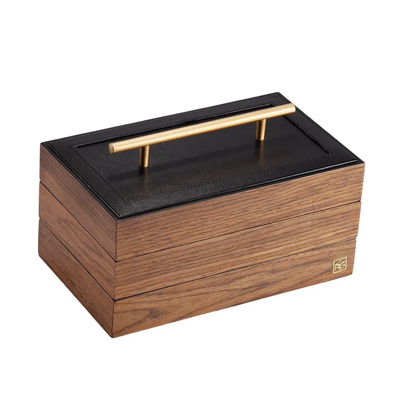 

Wood Storage Rectangle Box Black Walnut with Lock