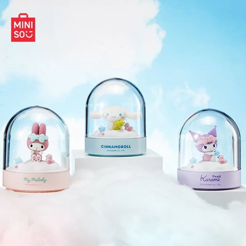 Miniso Sanrio ตัวละคร Bath Series Action Figure เรืองแสง Kuromi สะสมของที่ระลึกอะนิเมะตัวเลข Night โต๊ะตกแต่งของเล่น