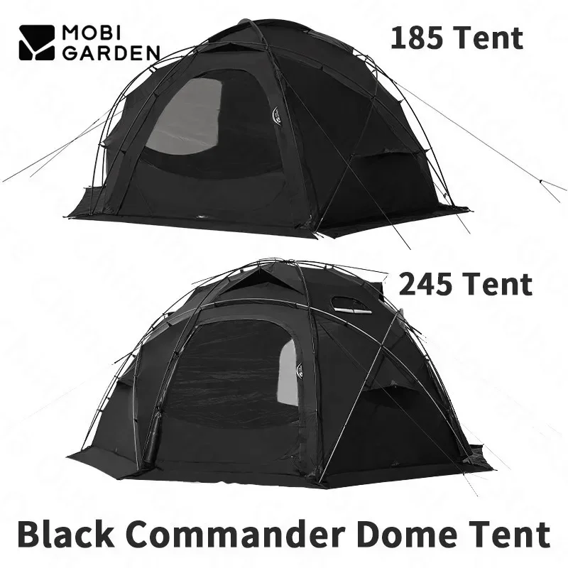 MOBI GARDEN Dome Tent With Snow Skirt Chimney Black Spherical Waterproof Tent Camping Outdoor Large Space Travel Nylon Tent 70D