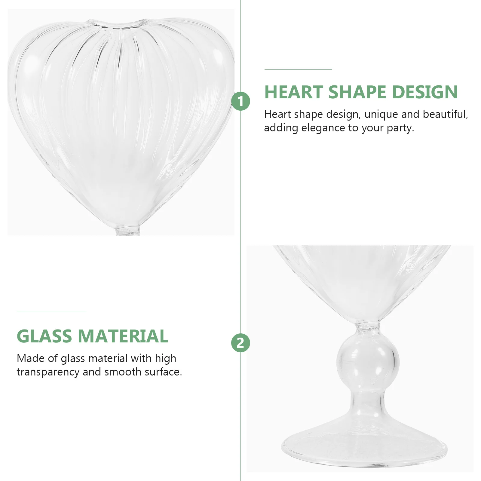 

1Set Heart Shaped Cocktail Glass Clear Colorful Straw Multi Beverage Use Home Party Wine Goblet Cocktail Glasses