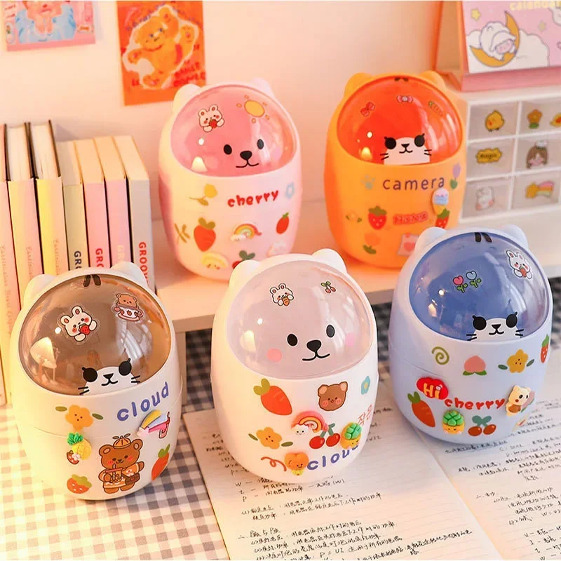

Kawaii Acrylic Pen Holder Desktop Organizer INS New Fashion Cute Office Stationery Cosmetics Storage Box Desk Storage Organizer