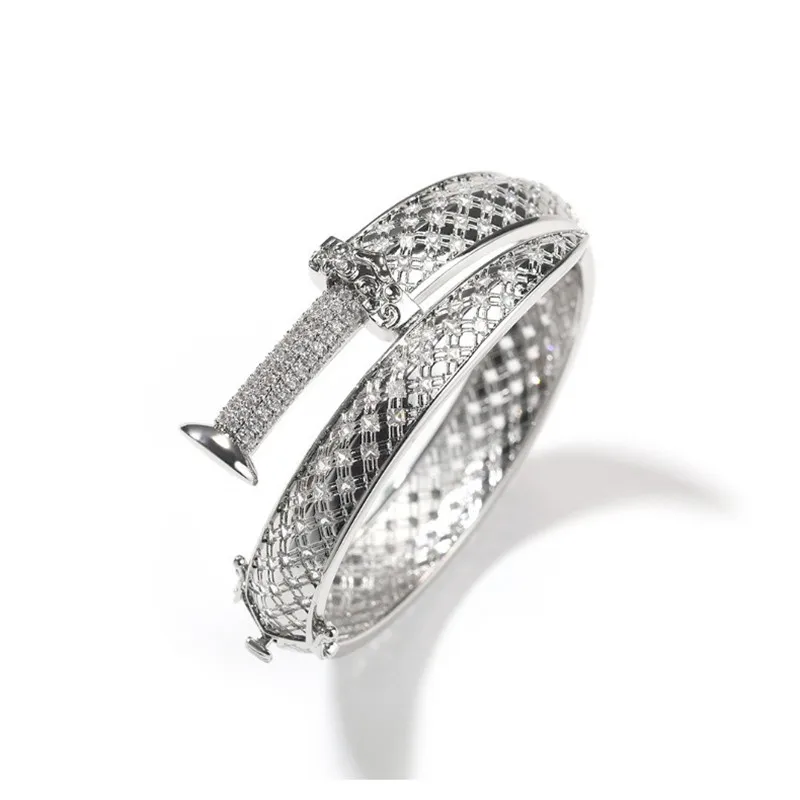 

Men's and women's bracelets plated with platinum zircon hollow sword shape hip-hop rock fashion jewelry party accessories