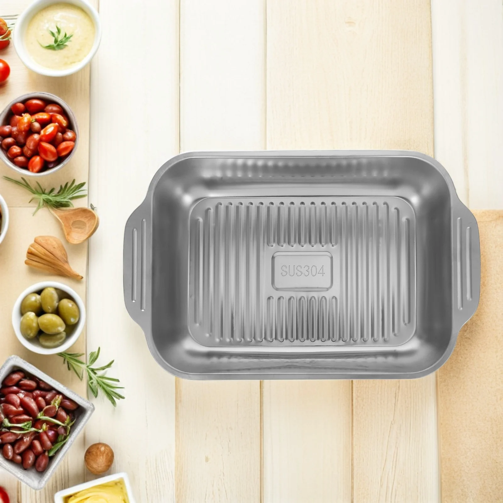 

Stainless Steel Rectangular Baking Tray Deep Roasting Pan Grill Plate for Fish Bbq Oven Versatile Heating Methods