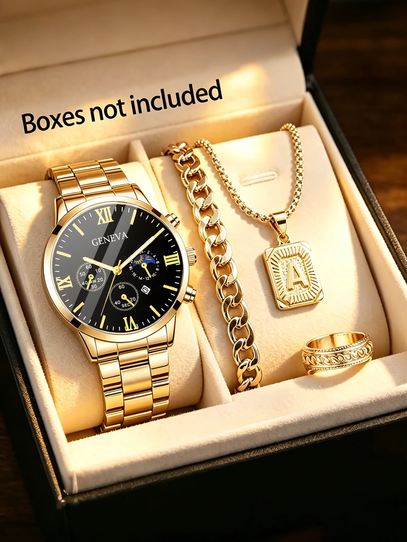 Men's Trendy Quartz Watch Set  - Smartwatch Ring Watches 评论和价格