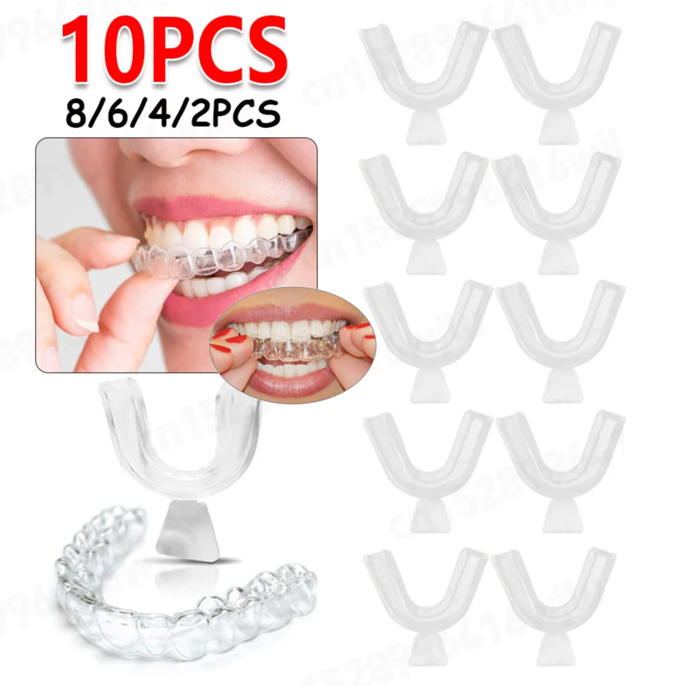 2-10PCS Mouth Guard EVA Teeth Protector Silicone Tooth Orthodontic Braces Transparen Reusable Teeth Tray Protector Retainer Tool