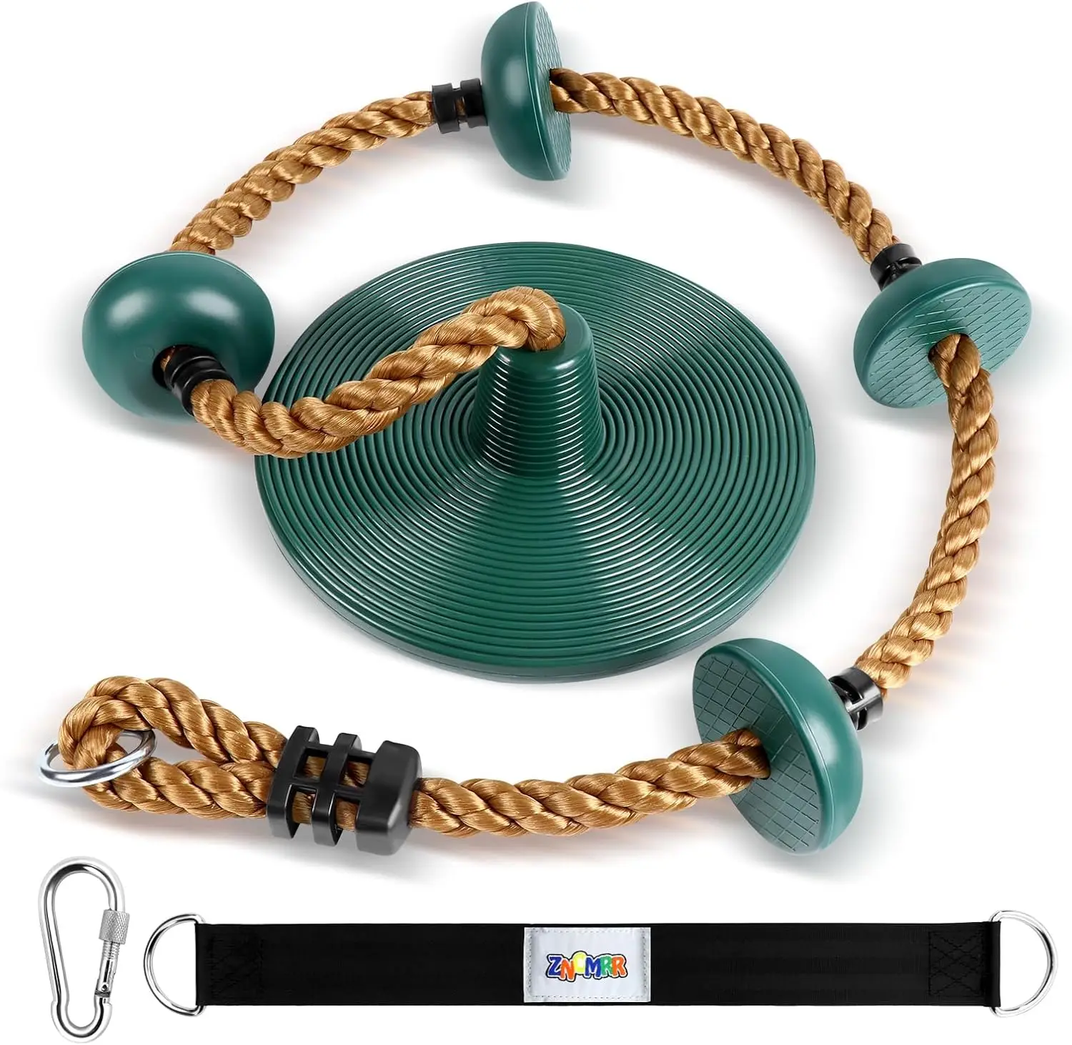 

Kids Climbing Rope Swing Set with Platforms and Disc Seat - Backyard Playground Accessories