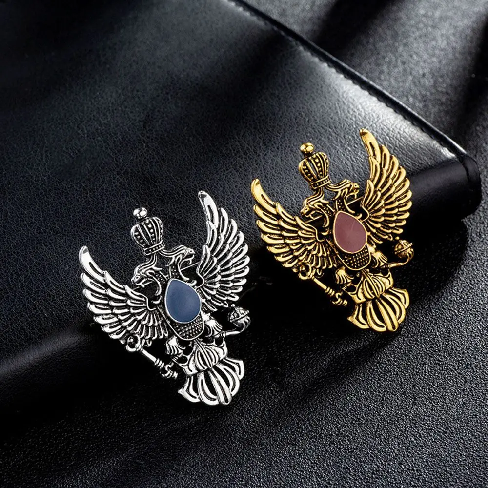 High-end Punk Clothing Lapel Pin Shirt Pin Medal Double-headed Eagle Men Suit Fashion Accessories Jewelry Brooch Pins Brooches
