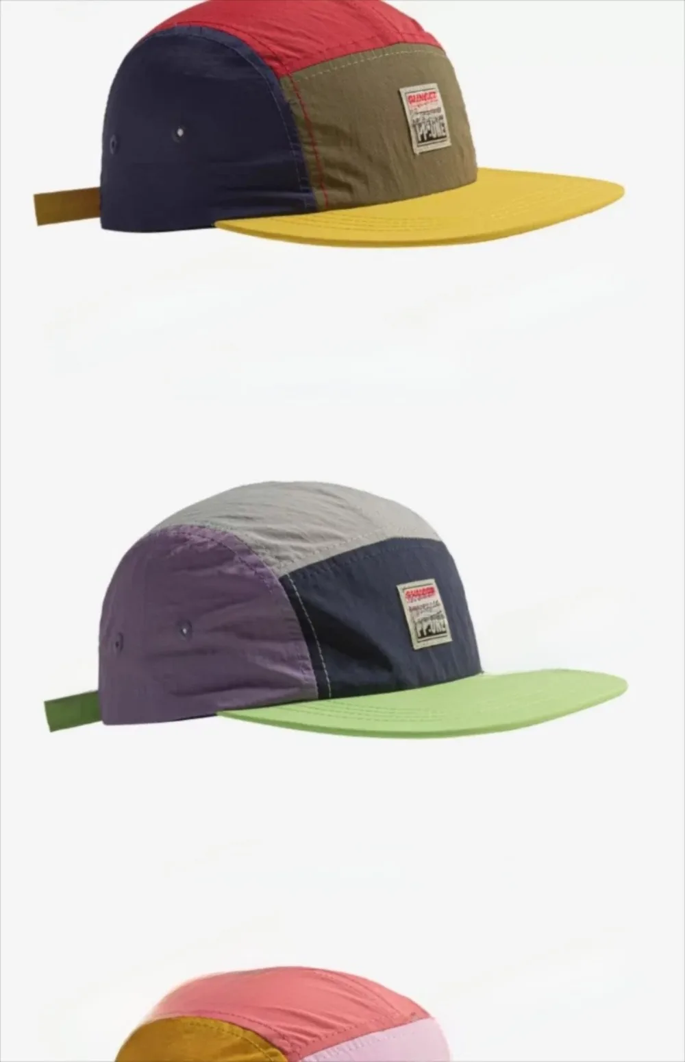Lässige Hip-Hop-Hüte im japanischen Stil, 5-Panel-Baseballkappe mit dünnem, flachem Rand, atmungsaktiv, schnell trocknend, Sonnenschutzhut, Unisex – Detail 5