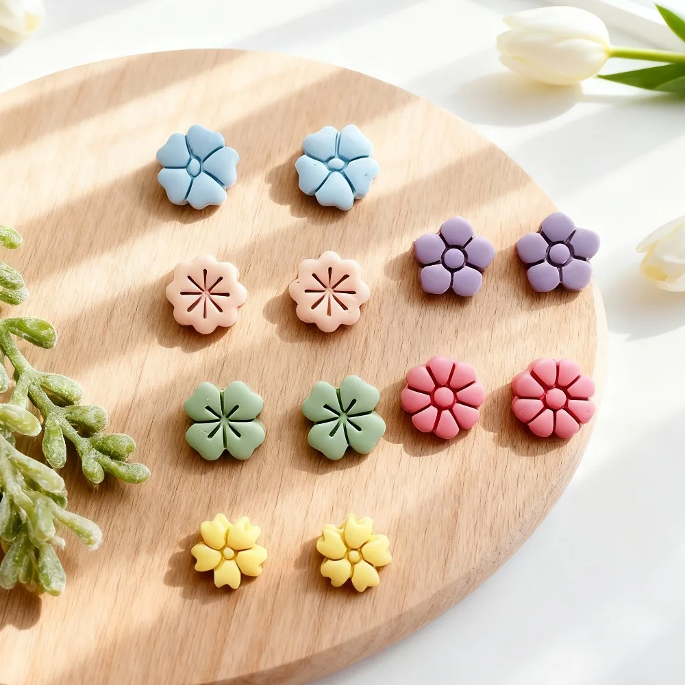 6Pcs Mini Romantic Flower Polymer Clay Cutters Set, Spring Daisy Molds for DIY Handmade Earrings & Jewelry Making - view 3
