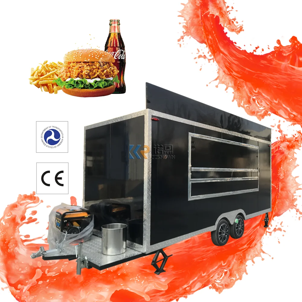 Mobile Street Food Cart Multi Functional Towable Trailer Fried Skewers Barbecue Food  Kiosk Ice Cream Coffee Truck