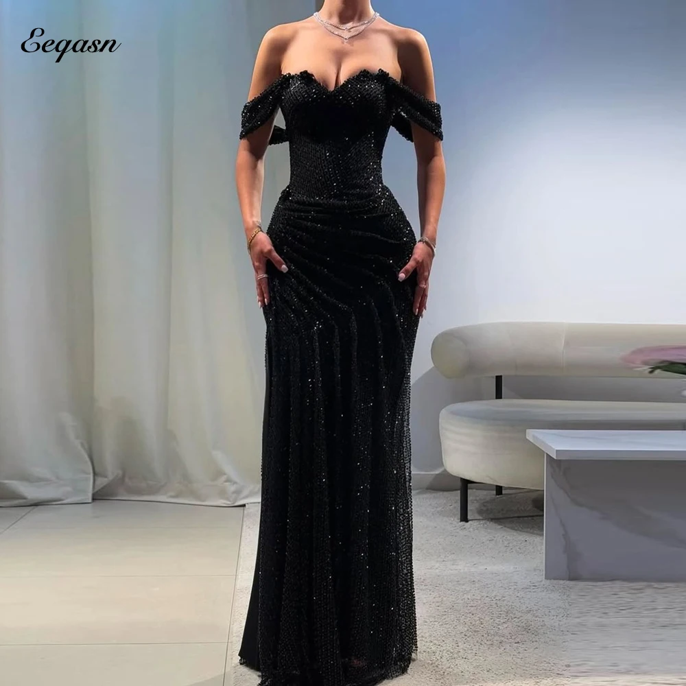 

Black Mermaid Prom Dresses Corset Sleeveless vestidos de noiva Woman Strapless Floor-Length Formal Evening Gown Customized