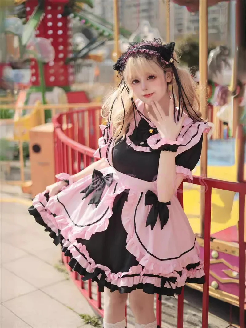 

Японское черное классическое платье горничной, мягкое платье горничной Alice Sister Lolita Lolita, платье для кофейни