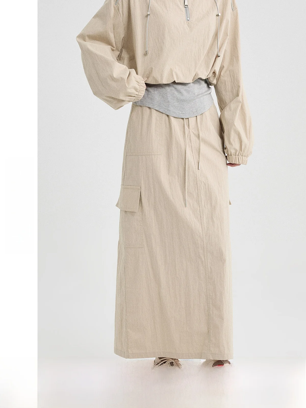 

High Waist A-Line Skirt with Belt for Women Spring 2026 New Arrival Workwear Split f-length Retro Sle by Guier
