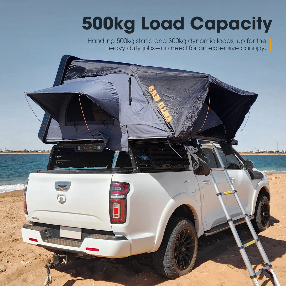 SAN HIMA Universal UTE Roof Rack 500KG Capacity Adjustable Multi Functional Cage Truck Bed Rack Ladder For 4x4 Overlanding