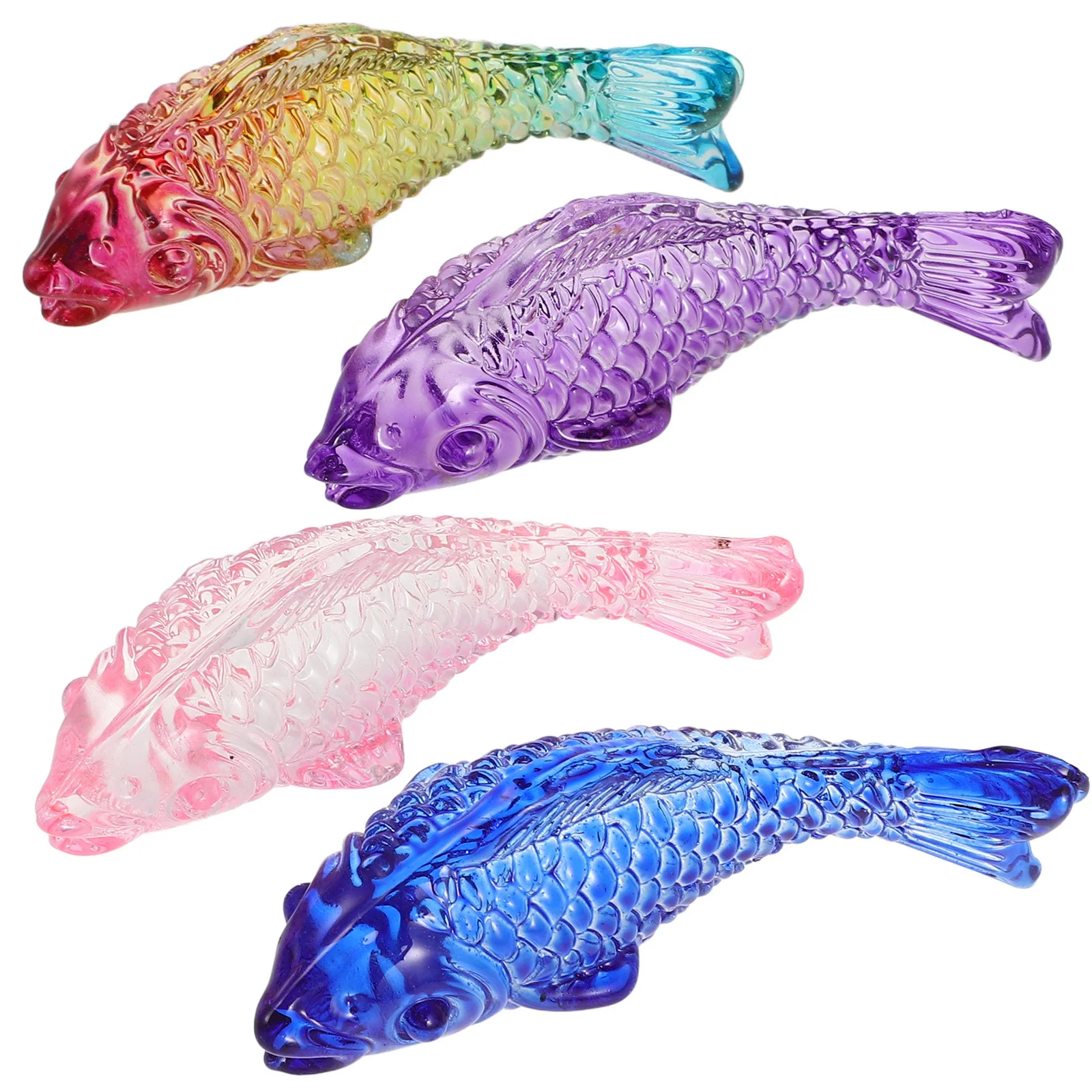 

4 шт. стеклянная фигурка рыбы кои, уникальный привлекательный дизайн, широко используемый домашний декор, яркое прикосновение, украшение комнаты, статуя рыбы