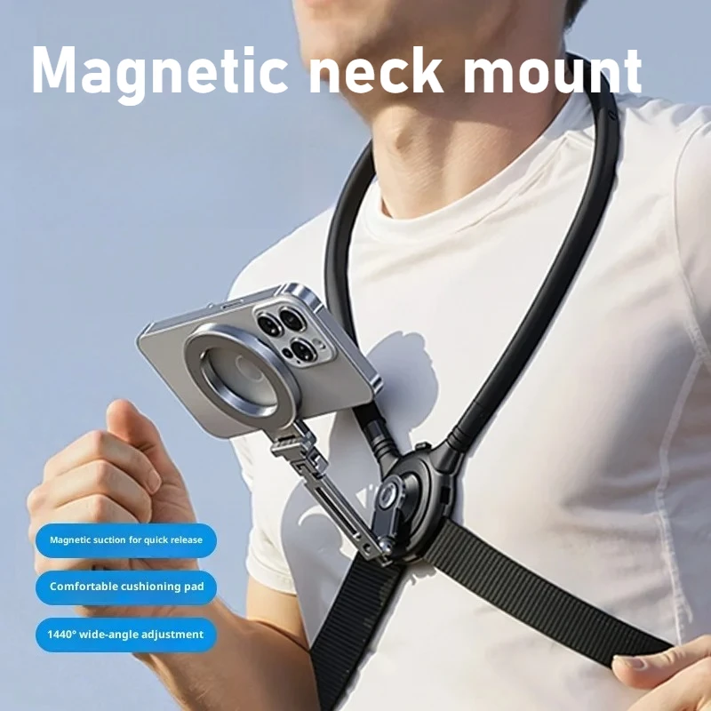 

Магнитный держатель для телефона с креплением на шею, крепление для шеи POV/Vlog для IPhone 17 16 15 14 13 12 Pro Max Android/экшн-камер для Gopro