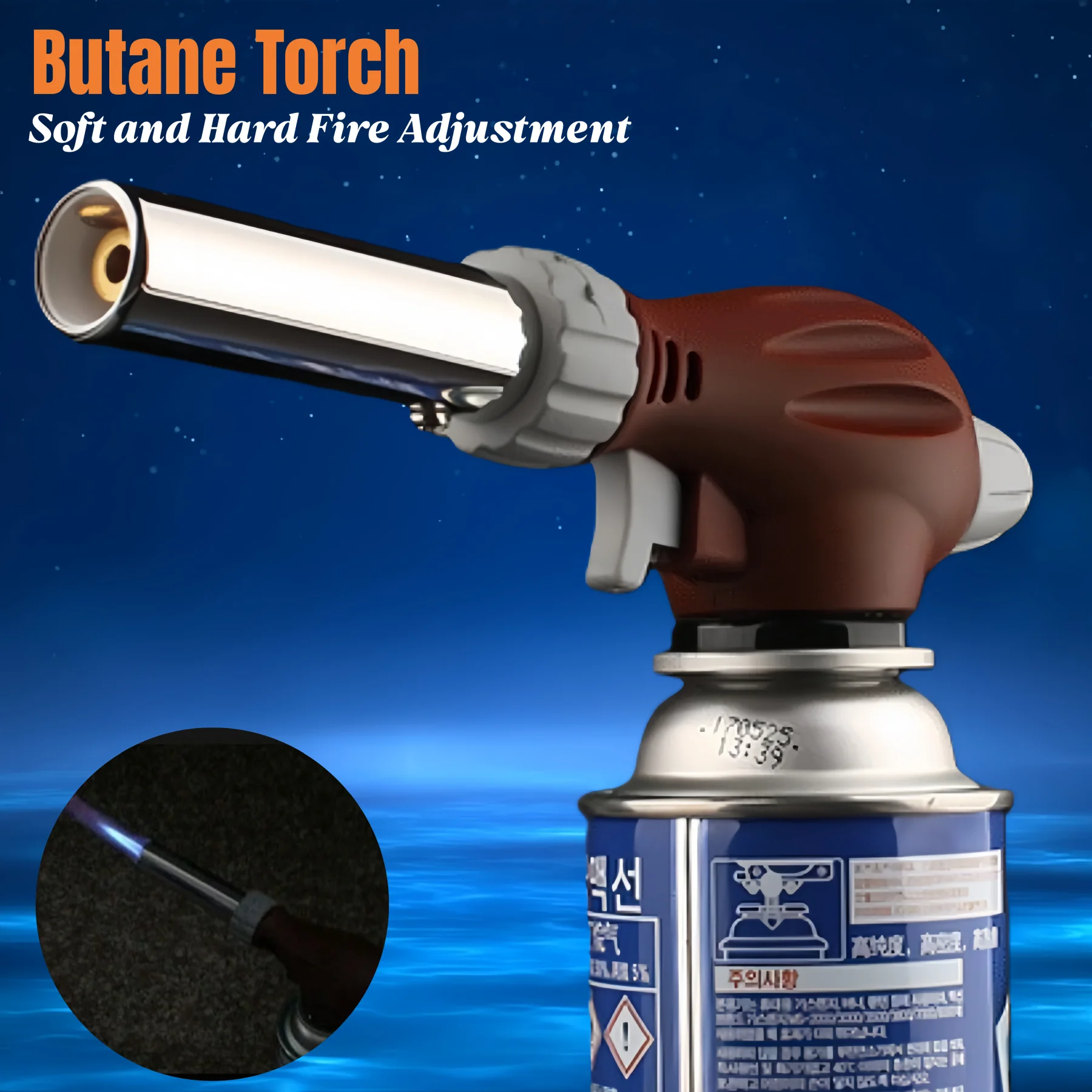 

Butane Torch Baking Barbecue Flame Camping Gas Torch Fire Maker Lighter Welding Torch Metal Gas Burner Heater for Outdoor Cookin