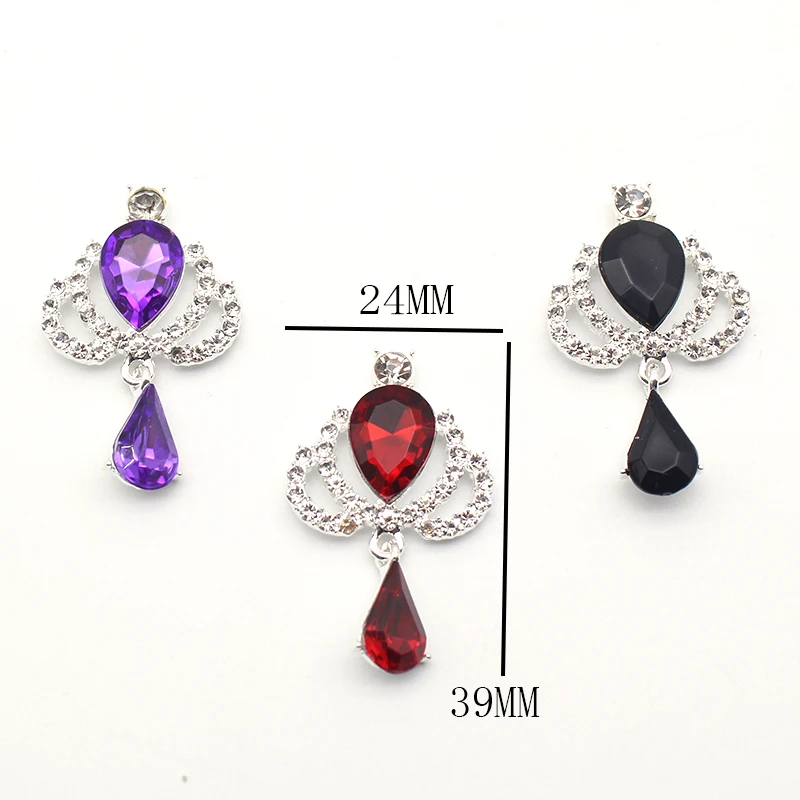 Shiny10Pcs Rhinestone korona stop kropla wody Hollow wisiorekdiy odzieลผ motyl ceremonia ลlubna dekoracje akcesoria24 * 39MM