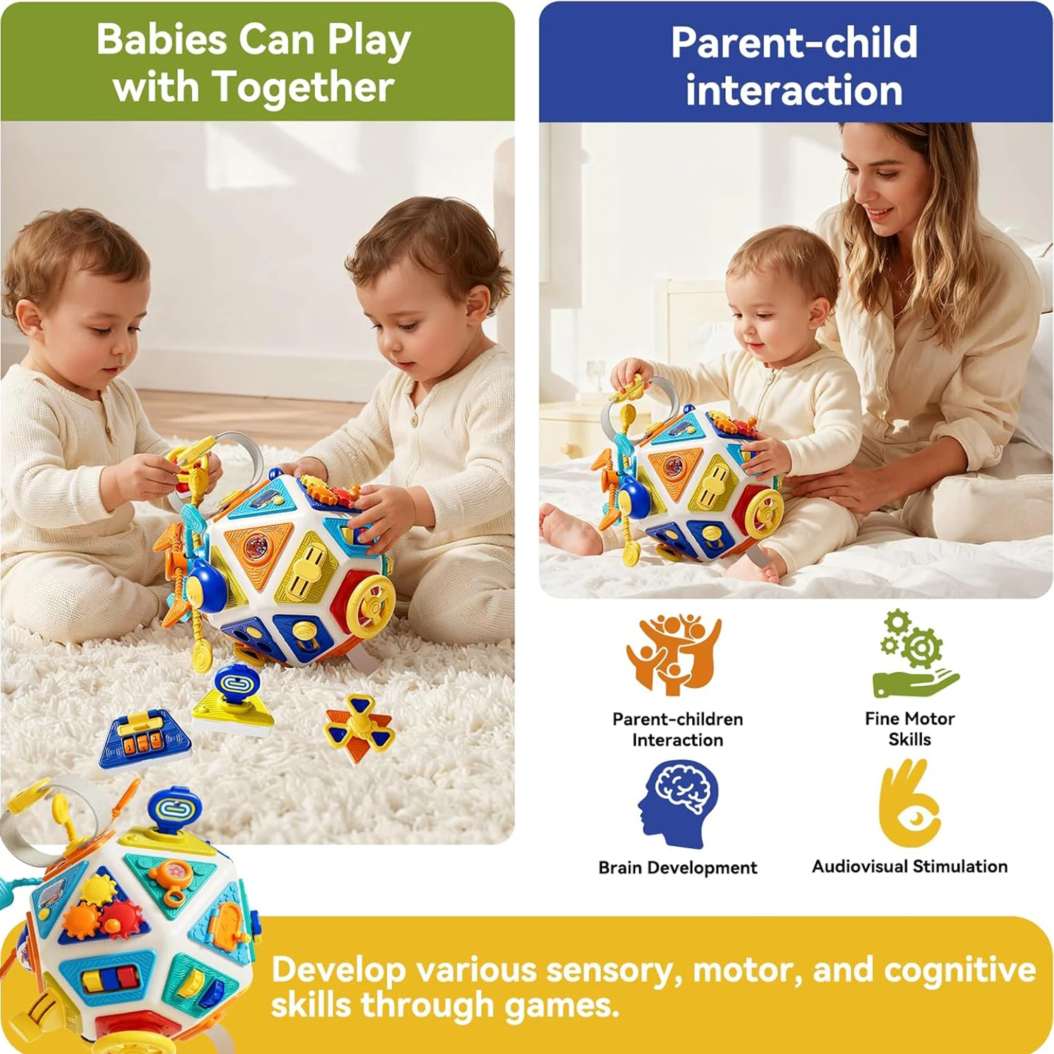 22 In 1 Montessori Busy Board Cube Sensory Educational Toy_voghion.com