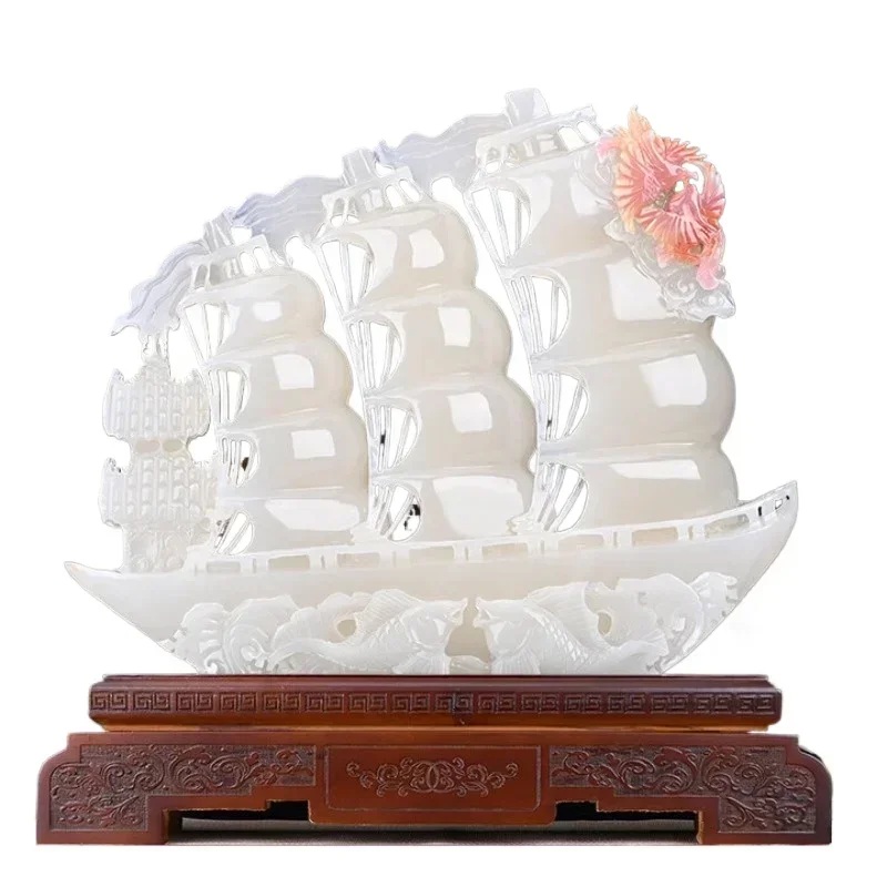 Natural jade ornament smooth sailing sailing ornament