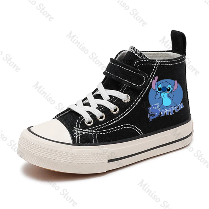 Girl Boys Kids Canvas Shoes Casual Cartoon Lilo Stitch Sport Shoes Children Fashion Print Shoes white blackTennis Shoes 1030