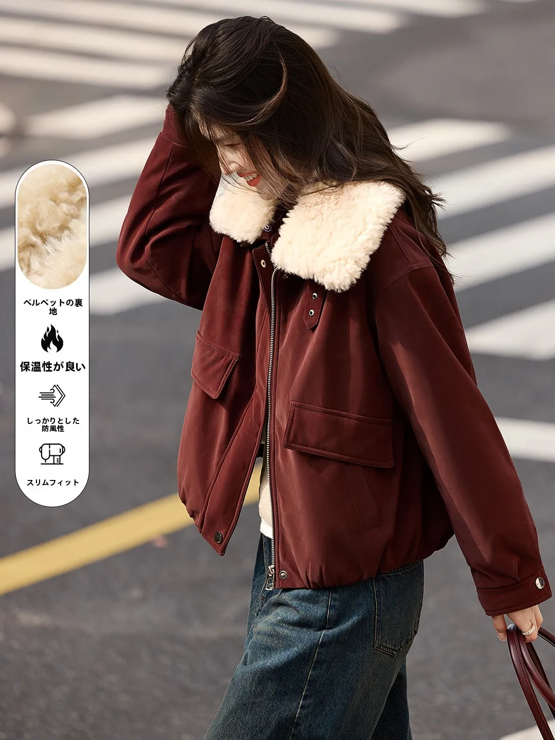 

Xin Fei Yu Premium ort Parka Coat Women's Wine Red Fce Lined Thiened Winter New Sle Casual Loose Fit Sle