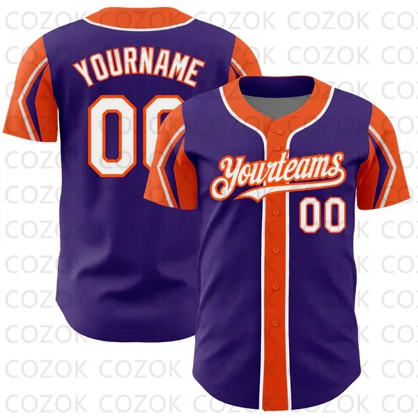 Custom Paarse Serie Patroon Honkbal Jersey Mannen En Vrouwen Shirt 3d Bedrukt Shirt Team Shirts Hiphop Unisex Tops