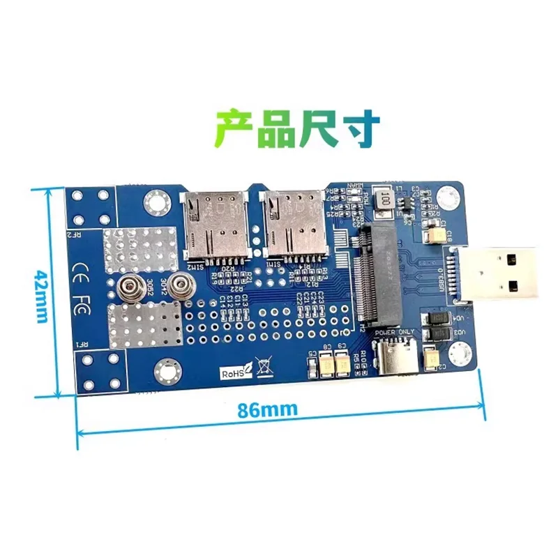 NGFF To USB 3.0 Board M.2 Key B Riser Card LTE 4G 5G To USB3.0 Dongle With Dual Nano SIM Antenna For EM7455 EM12-G RM520N RM530N