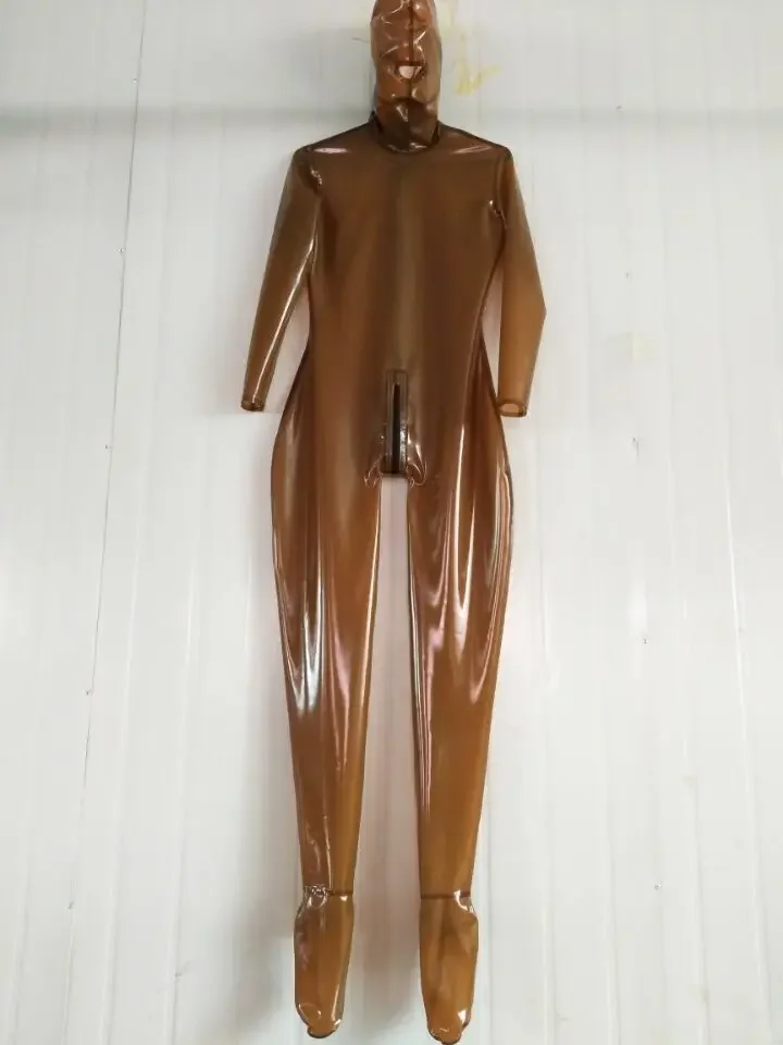

Gummi Catsuit Latex Cosplay Rubber Club Bodysuit Overall Hood Kostüm 0,4mm S-XXL
