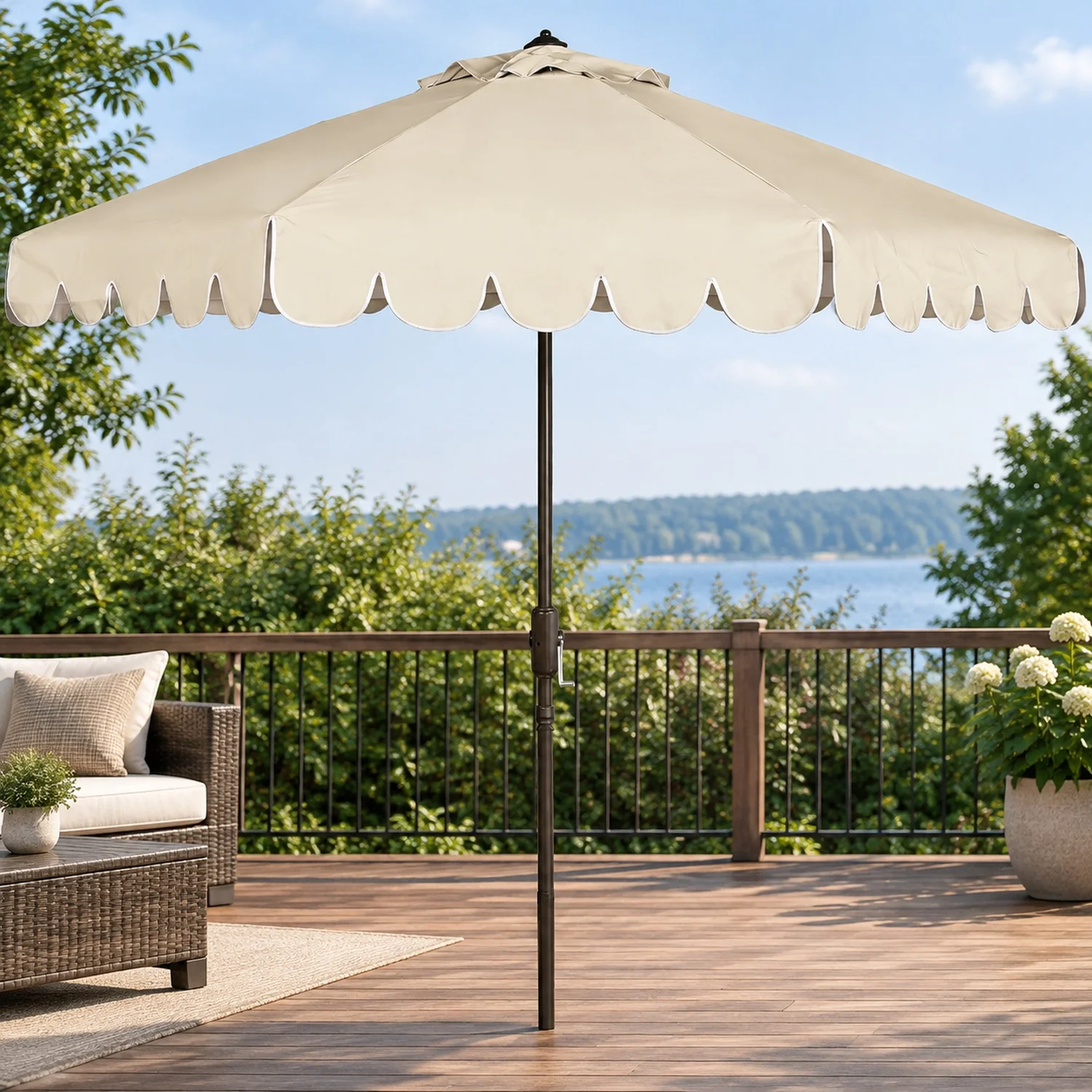 9ft Market Patio Umbrella Replacement Canopy, UV Protective, Fade Resistant, Vented Design for Outdoor Use (Beige)