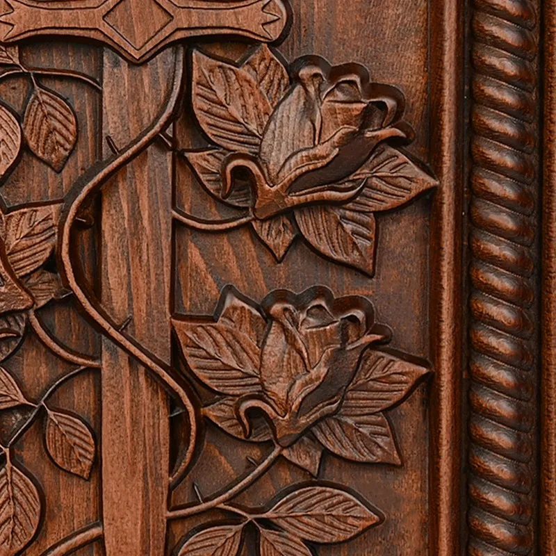 Vintage Solid Wood Carved Rose and Sword Wall Photo Frame Home Living Decoration Ornaments - view 2