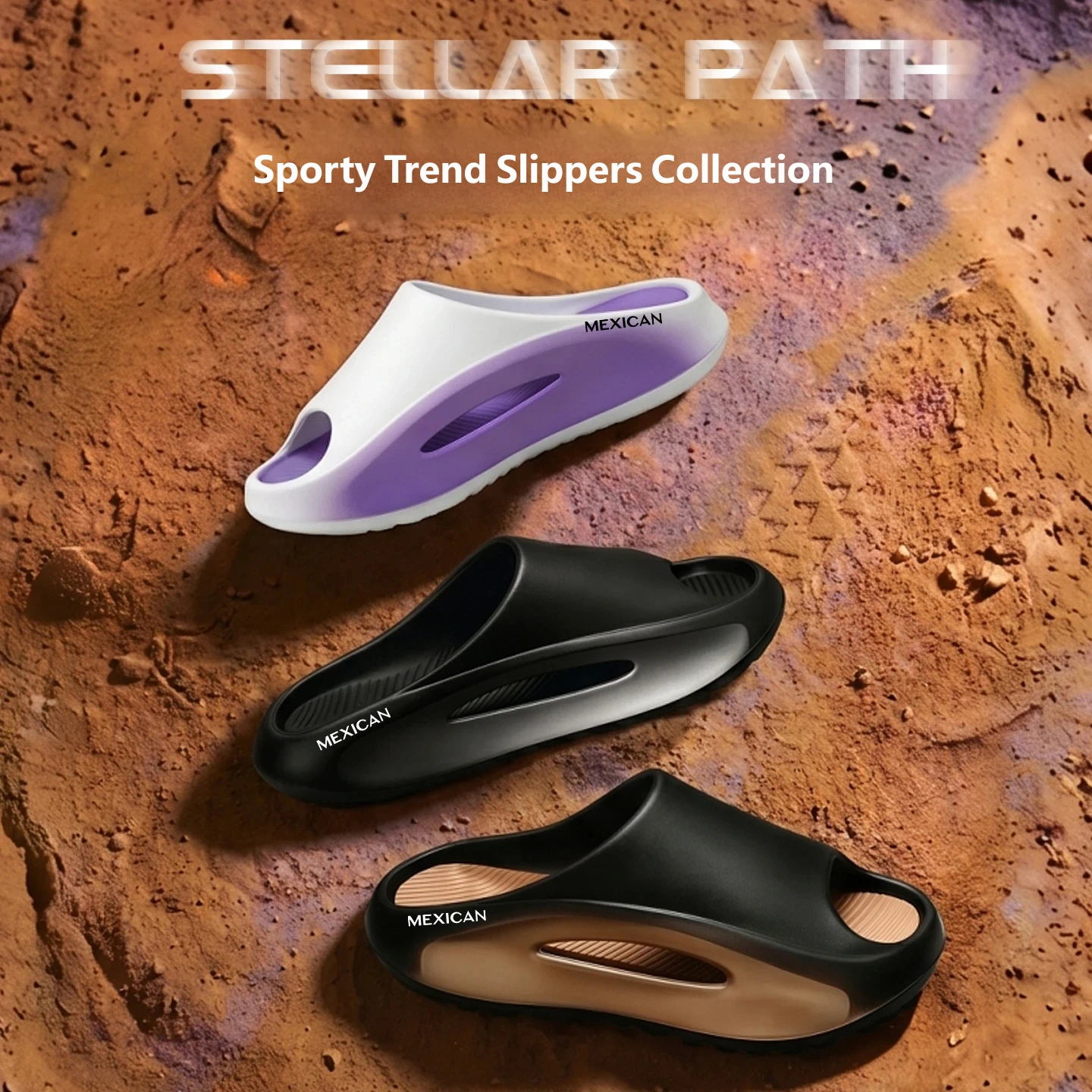 Men Gradient Hollow EVA Slides MEXICAN Letter Lightweight Springy Outdoor Non Slip Fashion Slippers