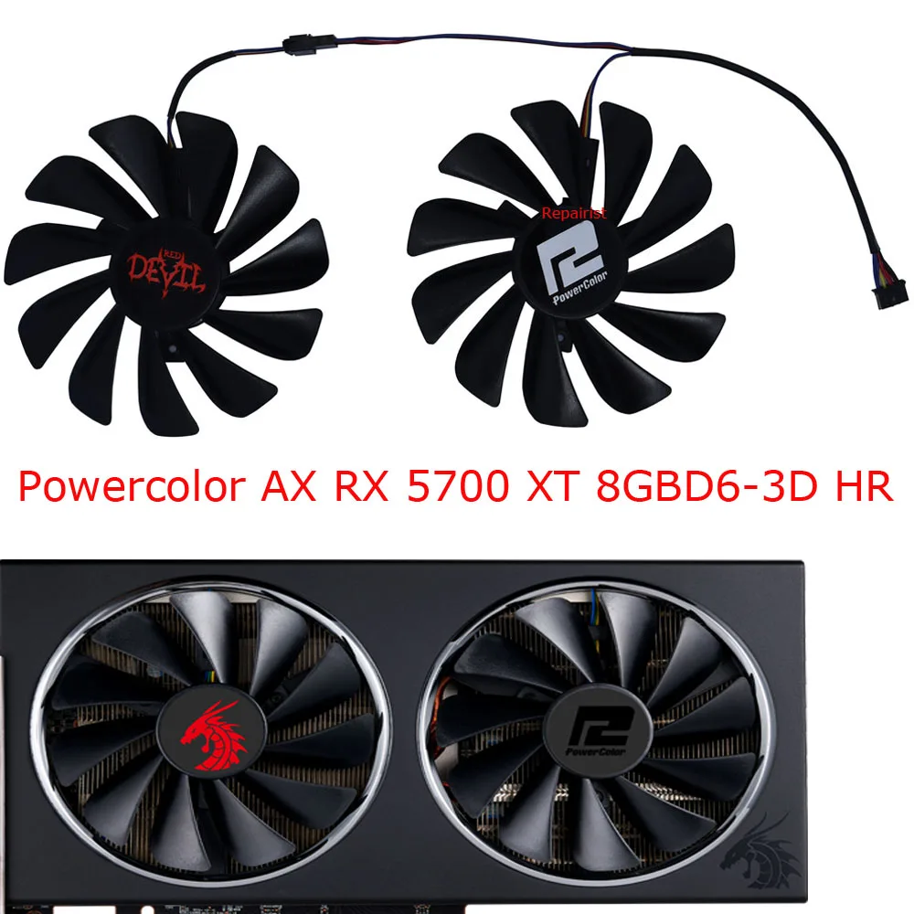 2Pcs/Set,DIY Cooler,FDC10U12S9-C,GPU Video Cooling Fan,For Powercolor AX RX 5700XT 5700 8GBD6-3DHR,VGA Graphics Card