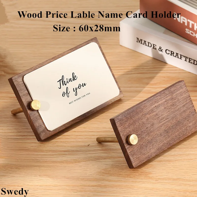 60x28mm Small Wood Sign Holder Display Stand Table Number Name Card Holder Mini Price Label Paper Tags