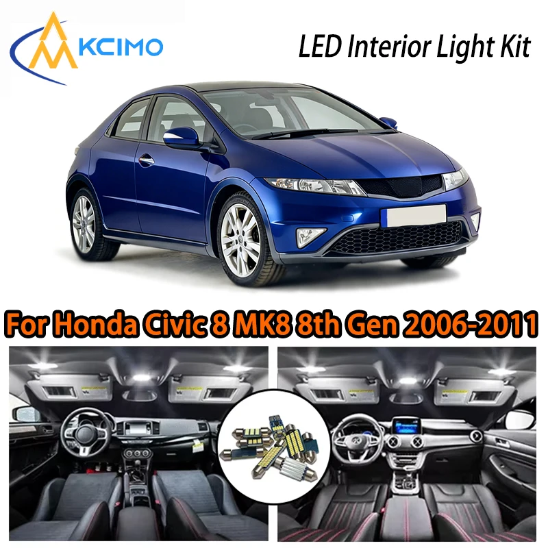 KCIMO For Honda Civic 8 MK8 8th Gen 2006-2011 Premium LED Interior Kit - 2 Colors , Quick Installation,  Long-Lasting