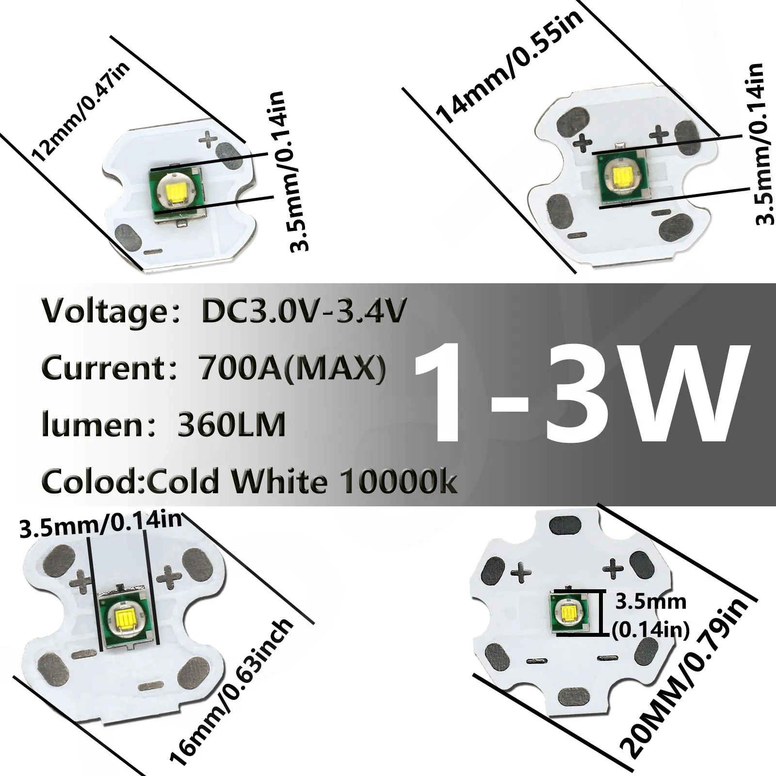 Koraliki LED DC3V-3.4V 1-3W napięcie zimny biały 6500K DIY do części latarek akcesoria rowerowe reflektor i oświetlenie rowerowe