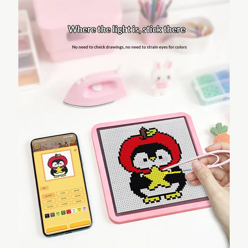 LED Intelligent Perler Bead Pegboard With App Control Smart Light Up Bead Craft Board DIY Pixel Art Creation Tool Creative Gift