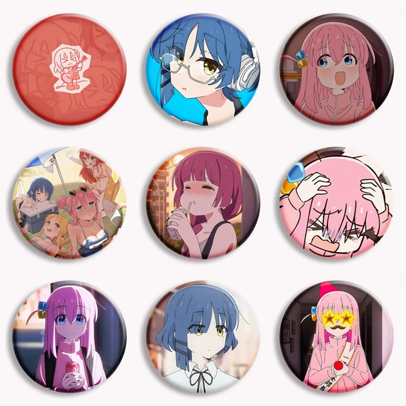 BOCCHI THE ROCK Broche Anime para Fãs, Botão Pin Badge, Acessórios Cosplay, Kawaii, Yamada, Ryo, Kita, Ikuyo, Gotou, Hitori, 58mm