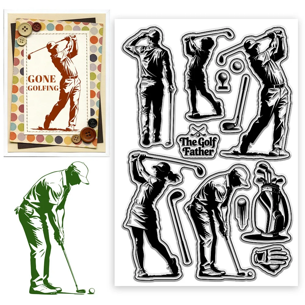 Golf Pattern Clear Stamps Competitive Sport Stamp Seal Transparent Stamps for DIY Scrapbooking and Card Making Paper Craft Decor