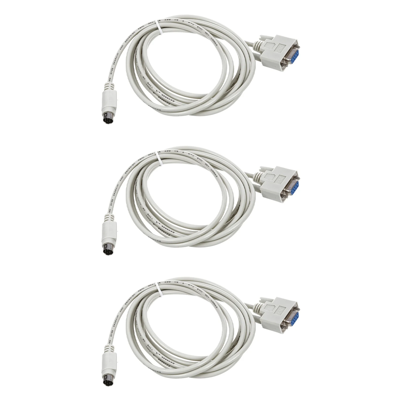 Neu-3X DB9P auf 8P Mini Din RS232 Download-Kabel weiß 8,2 Fuß für SPS DVP-EH