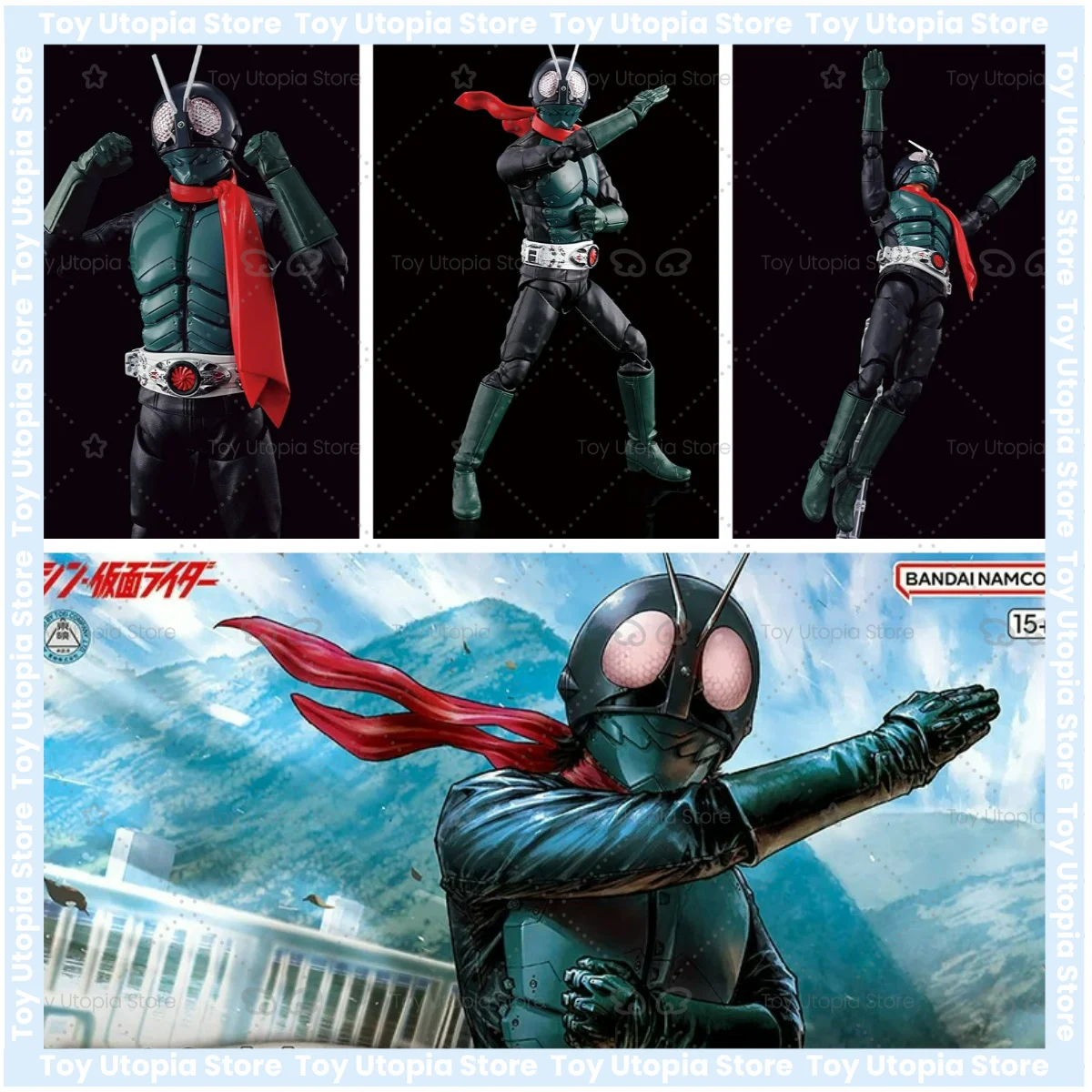 Bandai Original Genuino Jinete Enmascarado Modelo Kit Figure-Rise Estándar Shin Jinete Enmascarado Colección Modelo Juguetes