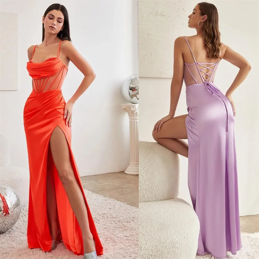 Vestidos de Fiesta de sirena cortos con cuello en V, manga larga, Mini vestidos de noche Sexy con tren de barrido para mujer, nuevo 2024