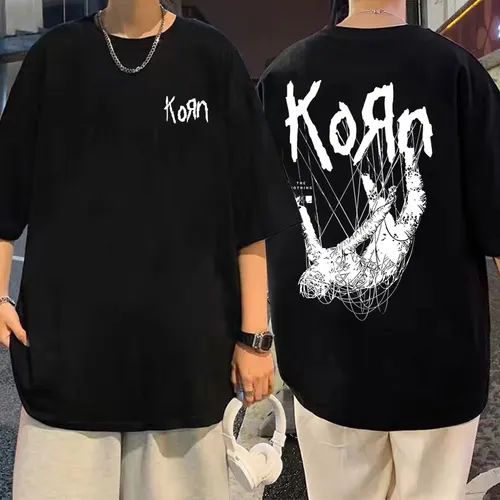 Camiseta estampada de la banda de Rock Korn para hombre, ropa de calle Harajuku, Camiseta de algodón, camisetas informales de manga corta