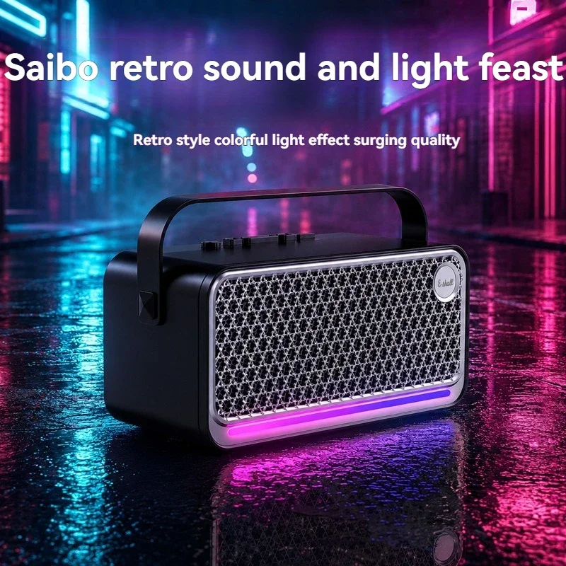 Caixa de som Bluetooth portátil para ambientes externos com efeito de iluminação colorida, redução de ruído inteligente DSP e efeito sonoro de nível HiFi.