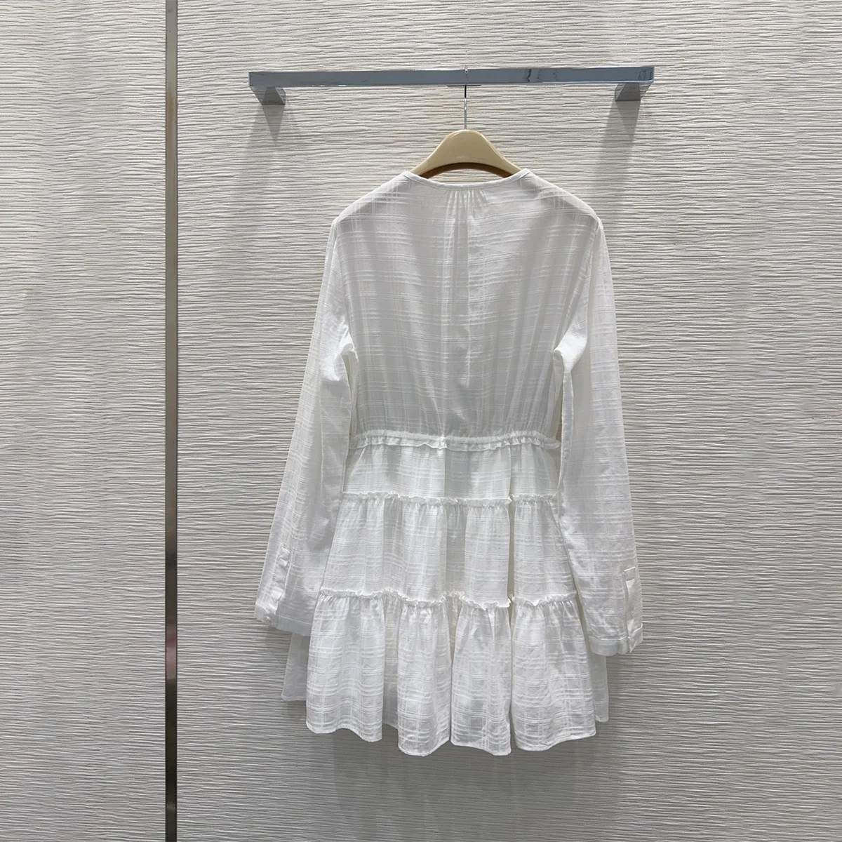 2026 High Quality Women's Fresh White Dark Pattern Jacquard Dress-hb801