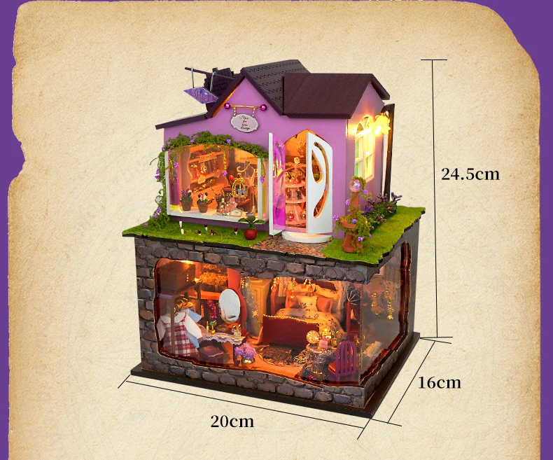 New Year Gift Diy  Wooden Casa Roombox Dollhouse With Furniture Light Doll House Assembly Miniature Toys Creative Birthday Gifts