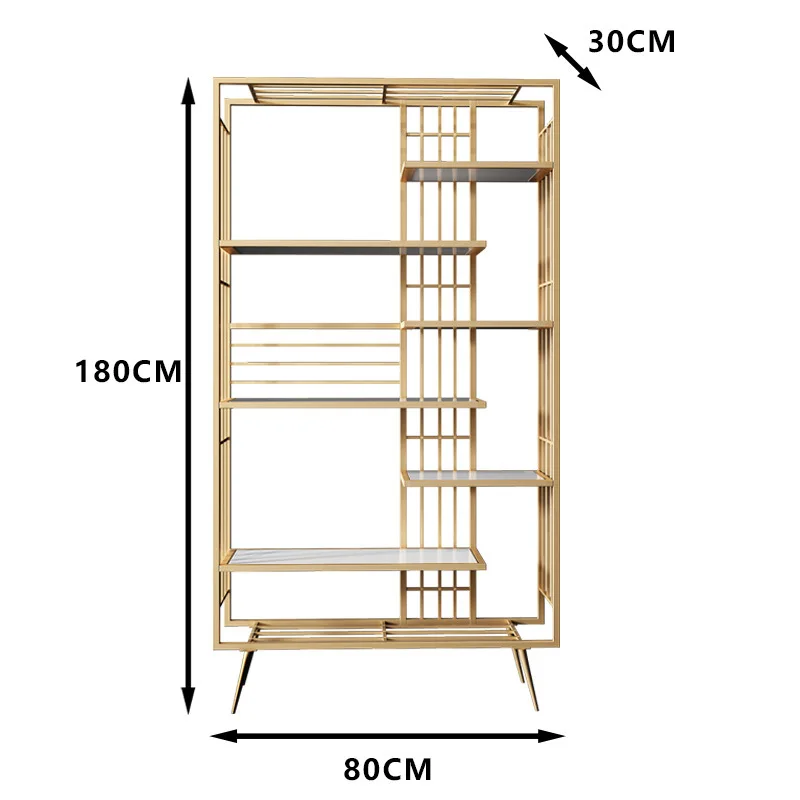 Light luxury wrought iron bookshelf Nordic style simple living room shelf modern study bookcase floor display shelf