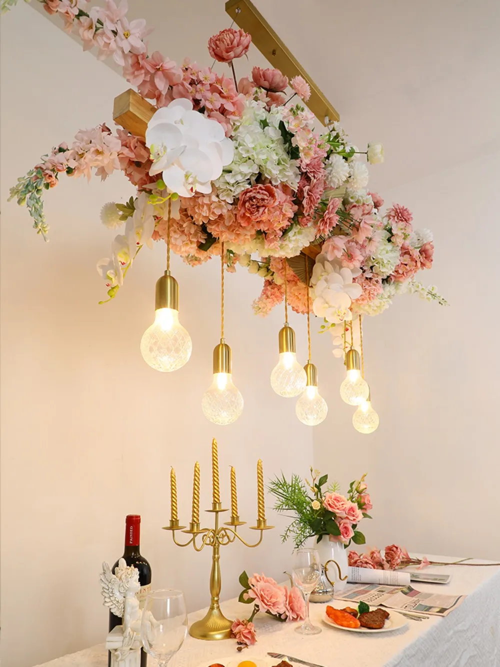 Chandelier Dessert Bakery Flower Shop Themed Restaurant Party Table Window Plant Lighting