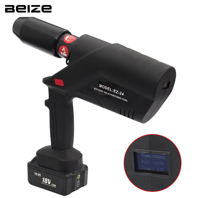 

EZ-24 Portable Hydraulic Hole Cutter - 22-60mm Die for Steel/Iron Plates, Lithium Battery Powered