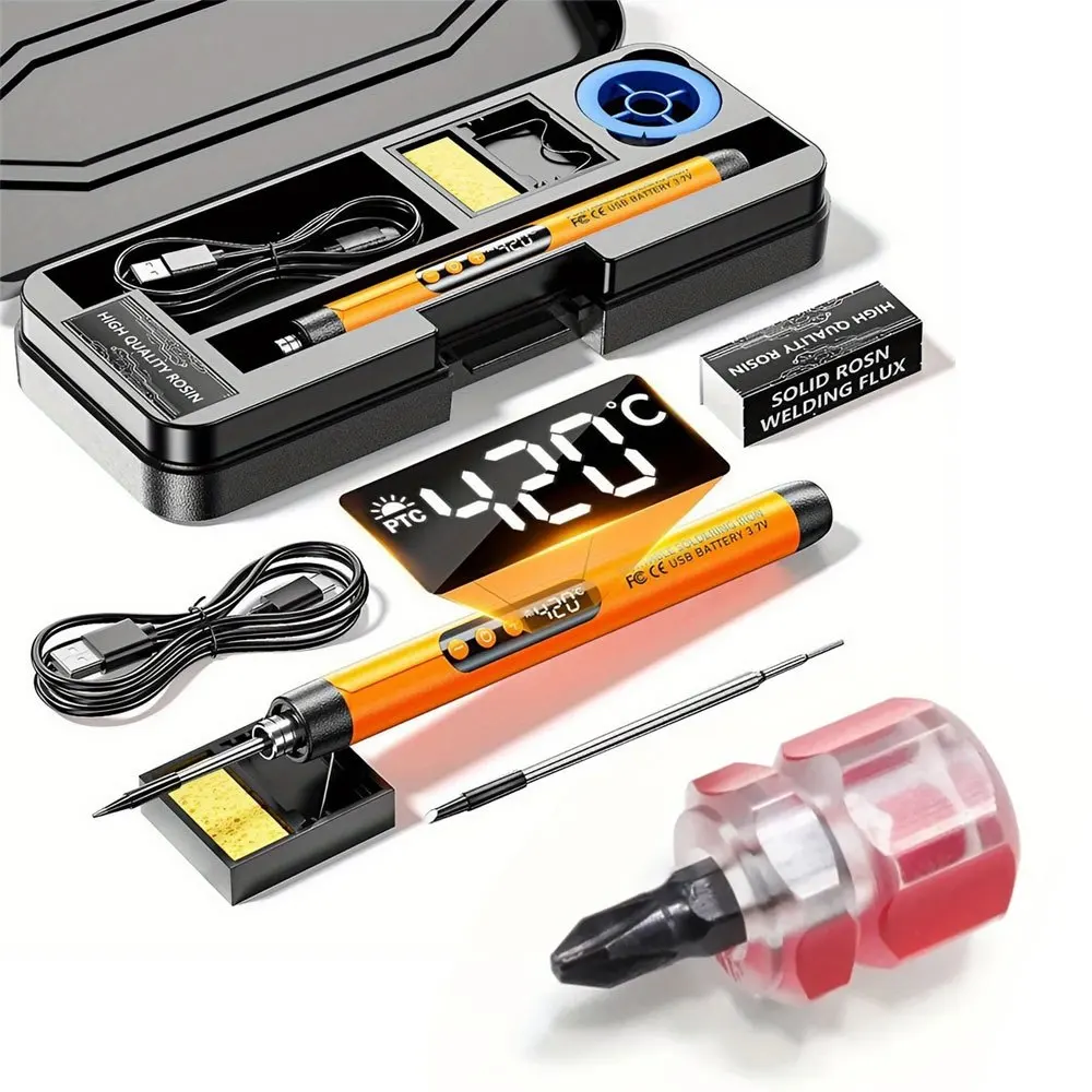 

Mini Screwdriver Set - Portable Cross/Flathead, Transparent Handle, High Hardness Bits, for Furniture/Electronics/Sewing Machine Repair, DIY & Keychain. With Rechargeable Mini Soldering Tool, Adjustable Temp, for DIY Electronics Assembly & Repair